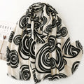 Wholesale European Fashion Malaysia Shawls for Women Color Block Circle Pattern Geometric Viscose Cotton Printed Black Scarf