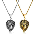 Men's Punk Lion Head Pendant Necklace Gold Plated Stainless Steel Fine Animal Charms Jewelry