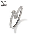 Iced Out Baguette Diamond Heart Bracelet Fine Women Jewelry Bling Love Heart Bangle with 18K Gold Plated