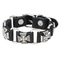 Vintage Classic Metal Cross Bangles Genuine Leather Bracelet for Men Fashion Accessories Jewelry