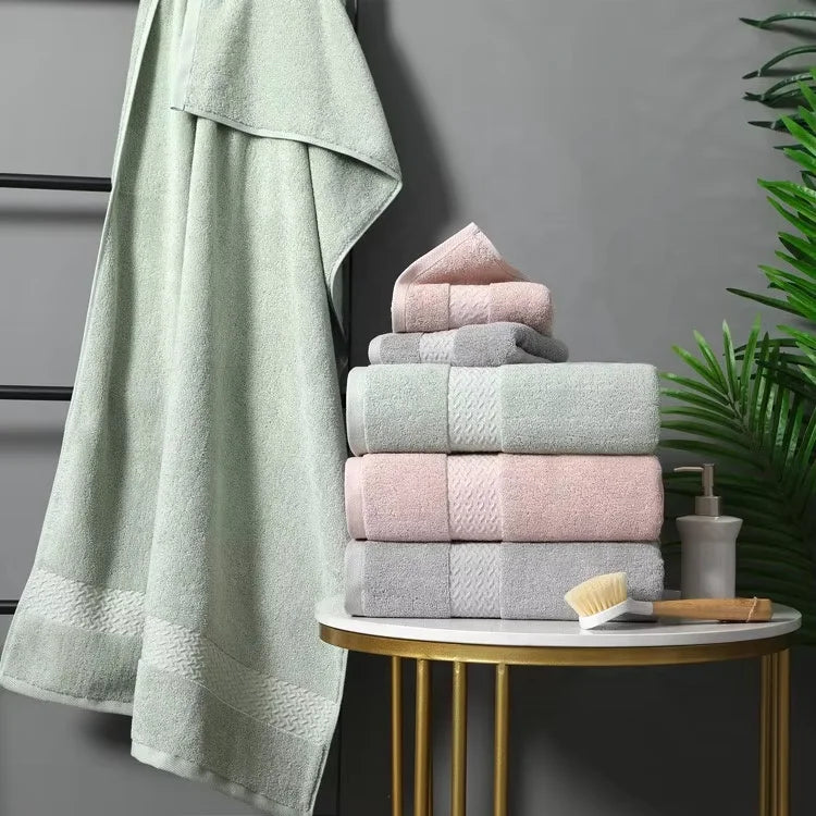 Custom Logo Embroidered Cotton Bath Towel Set - Large Luxury Soft High Absorbency for Hotel Swimming Pool and Gym