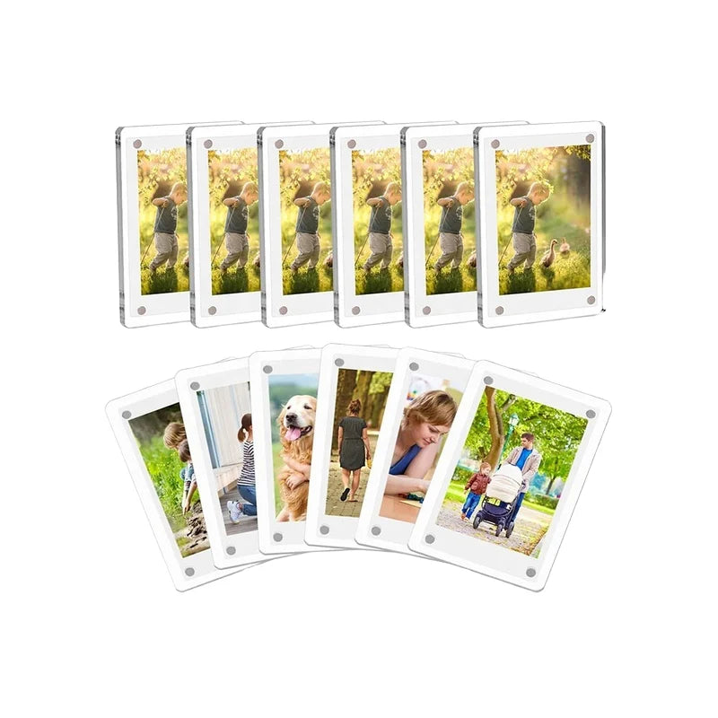 Mini Double Sided Clear Frameless Acrylic Eco-Friendly Customized Size Photo Frame Plastic Magnet for Refrigerator Decoration