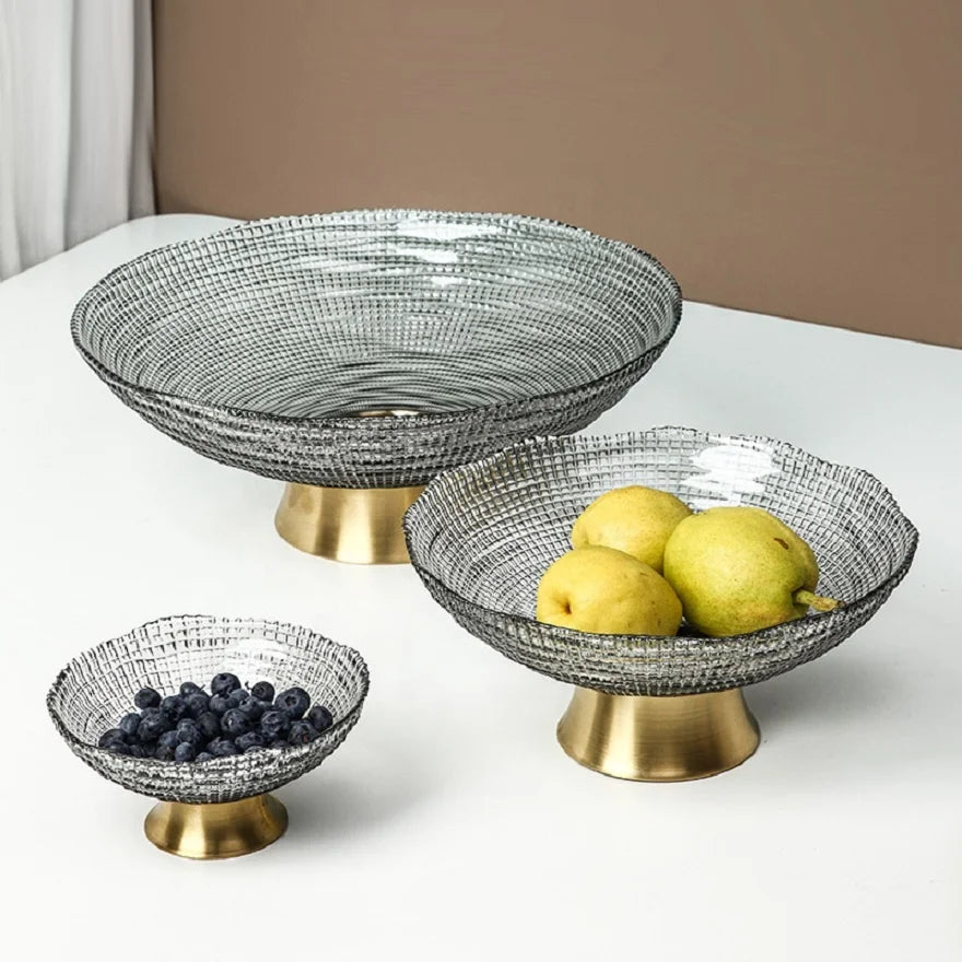 Factory Direct Sales Creative European Style Home Copper Bottom Crystal Glass Fruit Plate