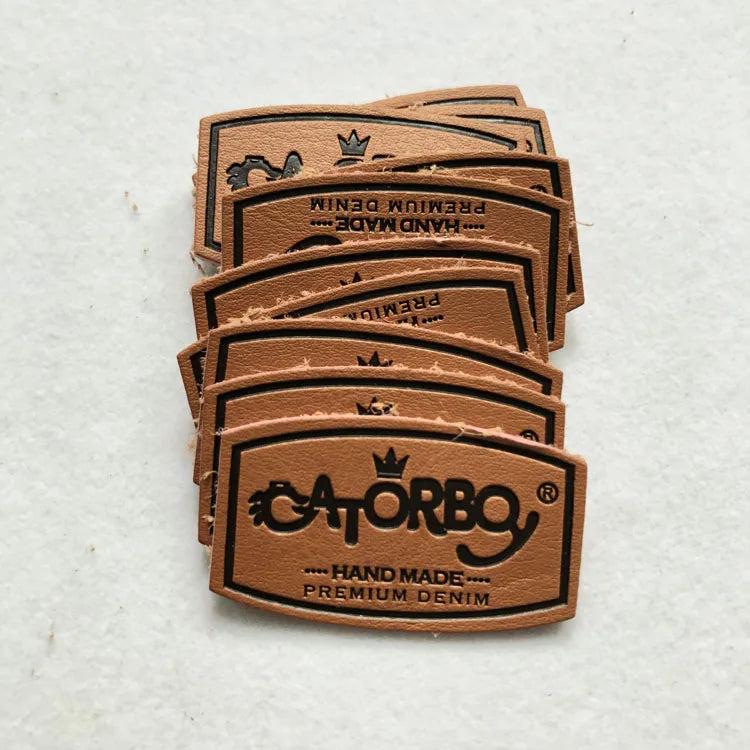 Manufacturer Custom Leather Patch logo Logo Embossed Leather Patches for HandbagOEM Leather Labels for Hat/Clothing