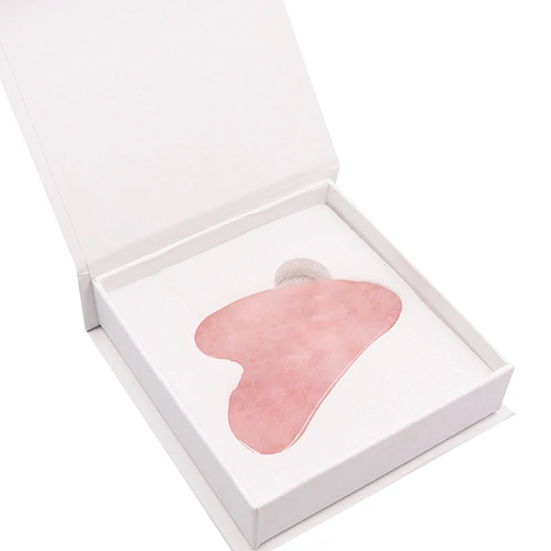 Mount Lai Jade Rose Quartz Gua Sha Facial Lifting Tool & Face Roller Set with Box-Facial Massager