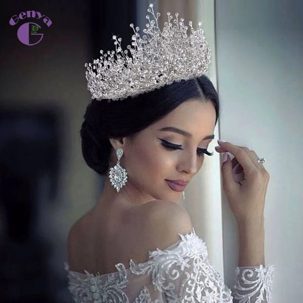 GENYA New Style Bridal Rhinestones Crown Tiaras Princess Tiaras Crown Wedding Rhinestones Tiaras
