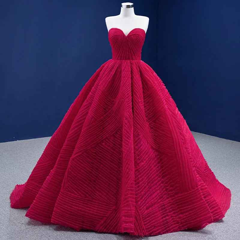 Jancember Rsm67355 Ladies Elegant and Simple Tube Top Cross-Tailing Red Wedding Dress