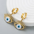 Popular 18K Gold Plated Stainless Steel Evil Eyes Earrings Hot Sale Women Turkish Blue Eye Huggie Hoop Earrings