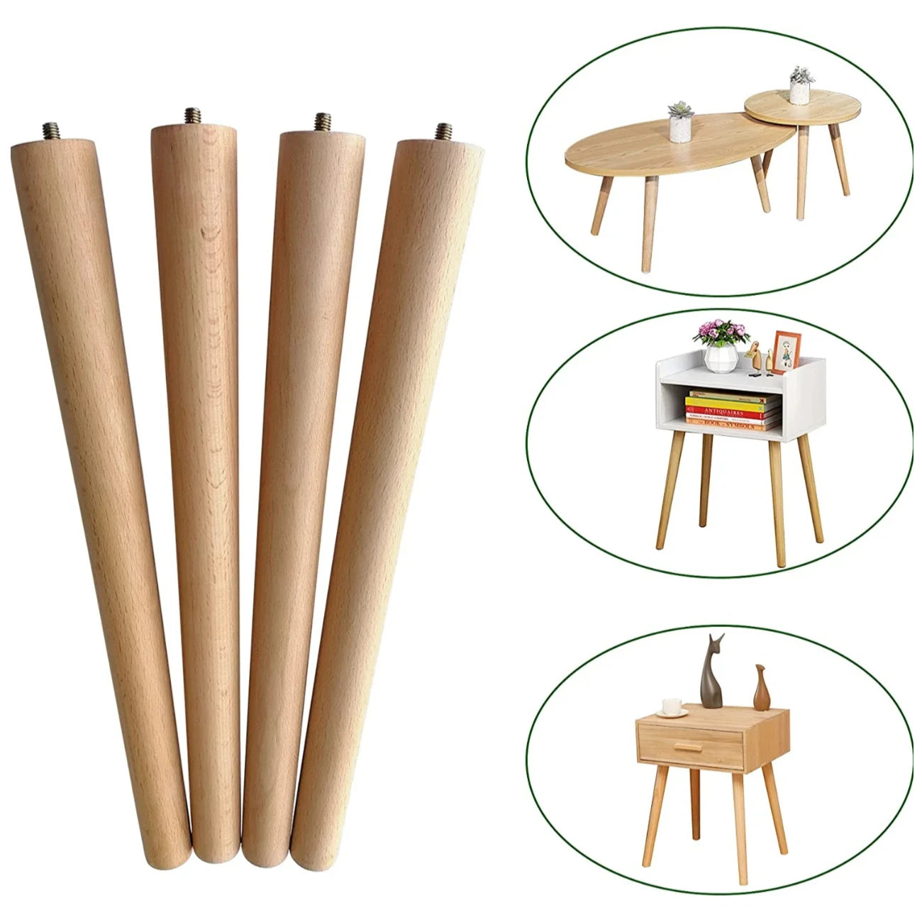 Solid Wood Contemporary Furniture Legs for Table Cabinet Ottoman Dresser Coffee Table Feet and Living Room Use