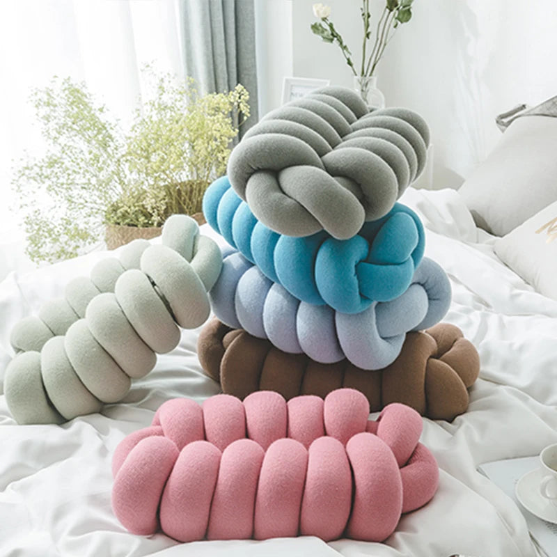 Fon Handmade Acrylic Decorative Chunky Knitted Pillow for Home Sofa