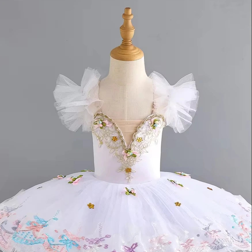 2024 Children's Ballet Performance Costume Little Swan Dancing Dress White Girl's Pettiskirt Ballet Tutu Skirt Performance Wear