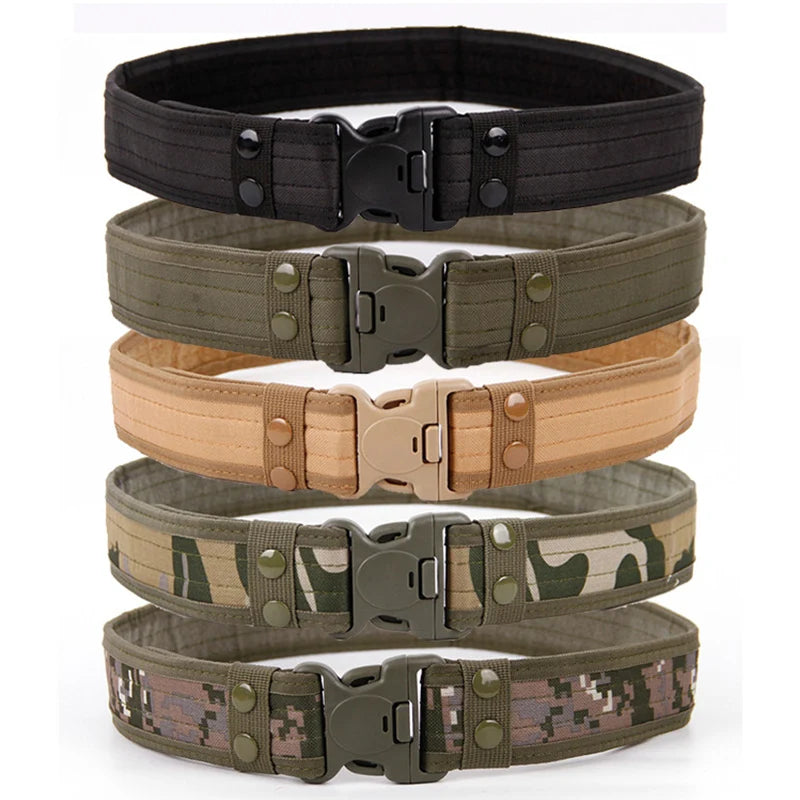 Men's Fabric Outdoor Camouflage Tactical Belt Automatic Quick Release Buckle Belt Hunting Hiking Sports EVA Padding Belt