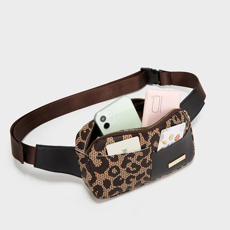 Custom Cute Sport Running Women's Small Crossbody Shoulder Fanny Pack PU Leather Waist Bag Belt Bum Bag