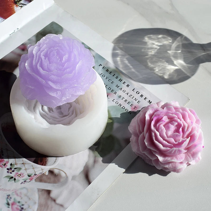 Diy Peony Flower-shaped Resin Silicone Candle Mold Baking Making Holiday Wedding Gecorations Home Creative Decora