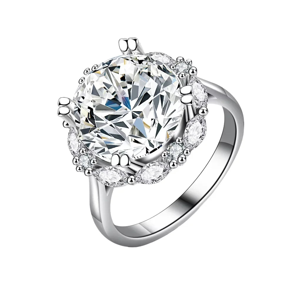 Trendy 925 Sterling Silver 1 Ct 2 Ct 3 Ct Moissanite Ring Oval Cut White Gold Plated Engagement Halo Moissanite Wedding Ring