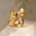 Fashion Jewelry Rings 18K Gold Plated Stainless Steel Threaded Shaped Open Rings for Jewelry Women YRS467