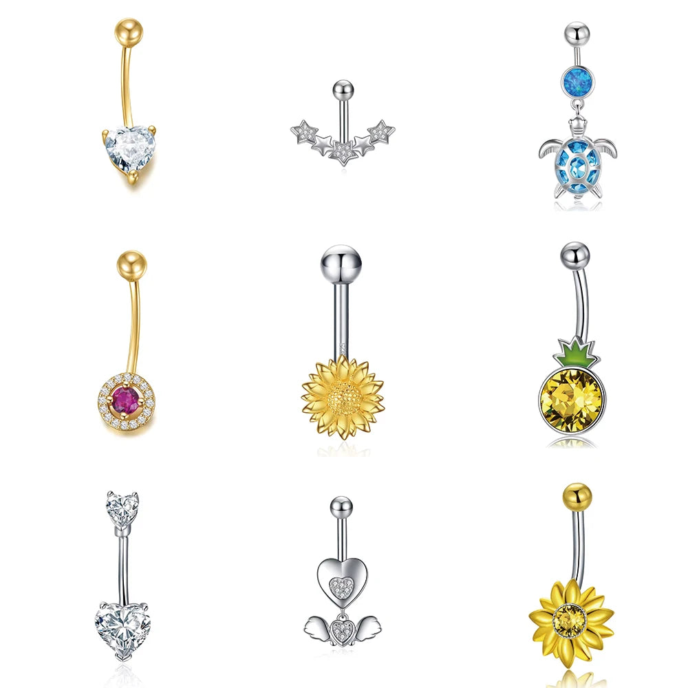 Wholesale Summer Jewelry S925 Sterling Silver 3A Zirconia Belly Button Ring Belly Piercing for Women