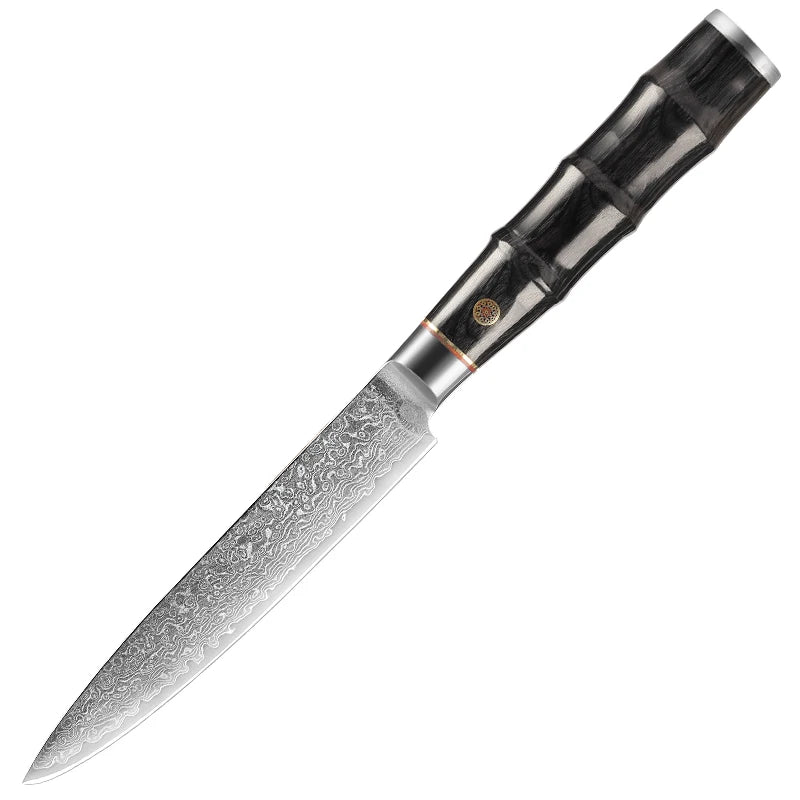 5 Inch Small Chef Knife Damascus Stainless Steel Full Tang with Pakkawood Handle Utility Kitchen Paring Knife Carbon Steel Blade