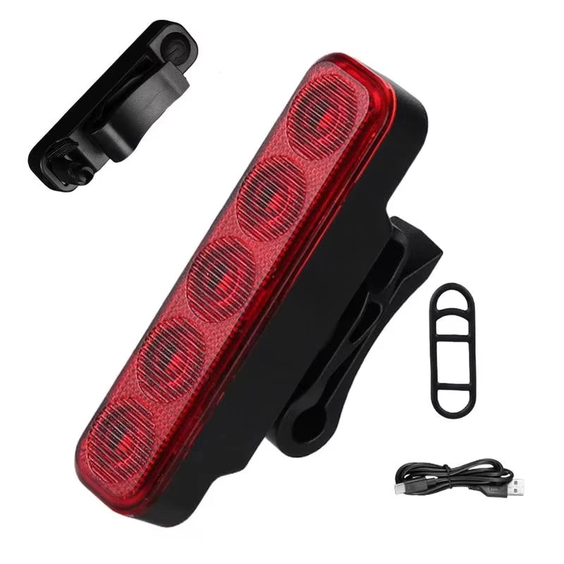 Bicycle Rear Light Flashing Grille Lights 6LED USB Rechargeable Waterproof Mountain Cycling Colorful Tail Lamp Bike Accessories