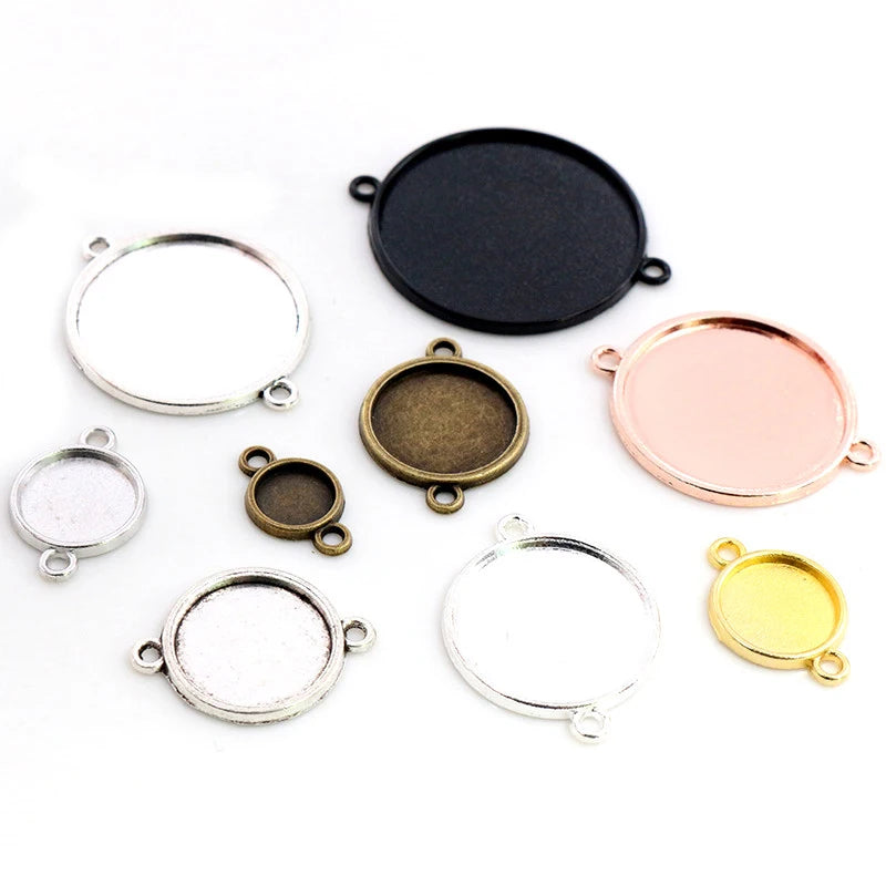 8-30mm Inner Size Classic 7 Colors Plated One Sided Double Hanging Simple Style Cabochon Base Setting Charms Pendant Blank Bezel MegaBDM