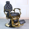 Jiuyi Modern Retro Gold Lift Barber Chair Leather Metal Heavy Duty Hair Salon Hairdressing Makeup Chair for Barber Shop