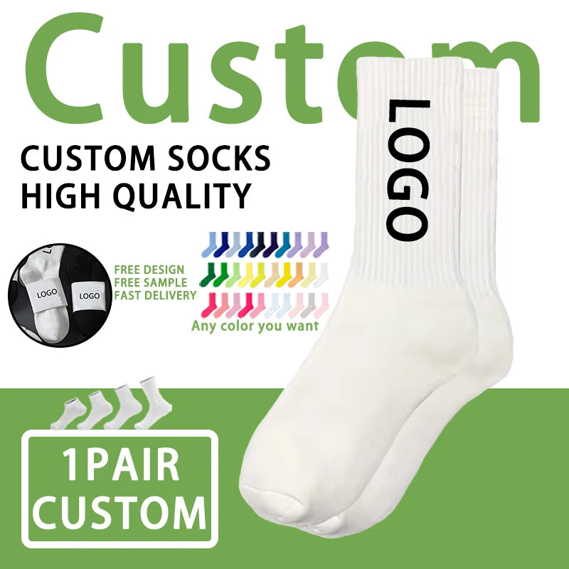 Unisex Custom Compression Cotton Sports Socks Men's Athletic Logo Crew Tie Dye Design Embroidered Running Ankle Logo