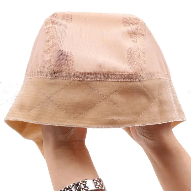 Beige Velvet Wig Grip Cap with Adjustable Headband Small/Medium/Large Sizes for Making Wigs