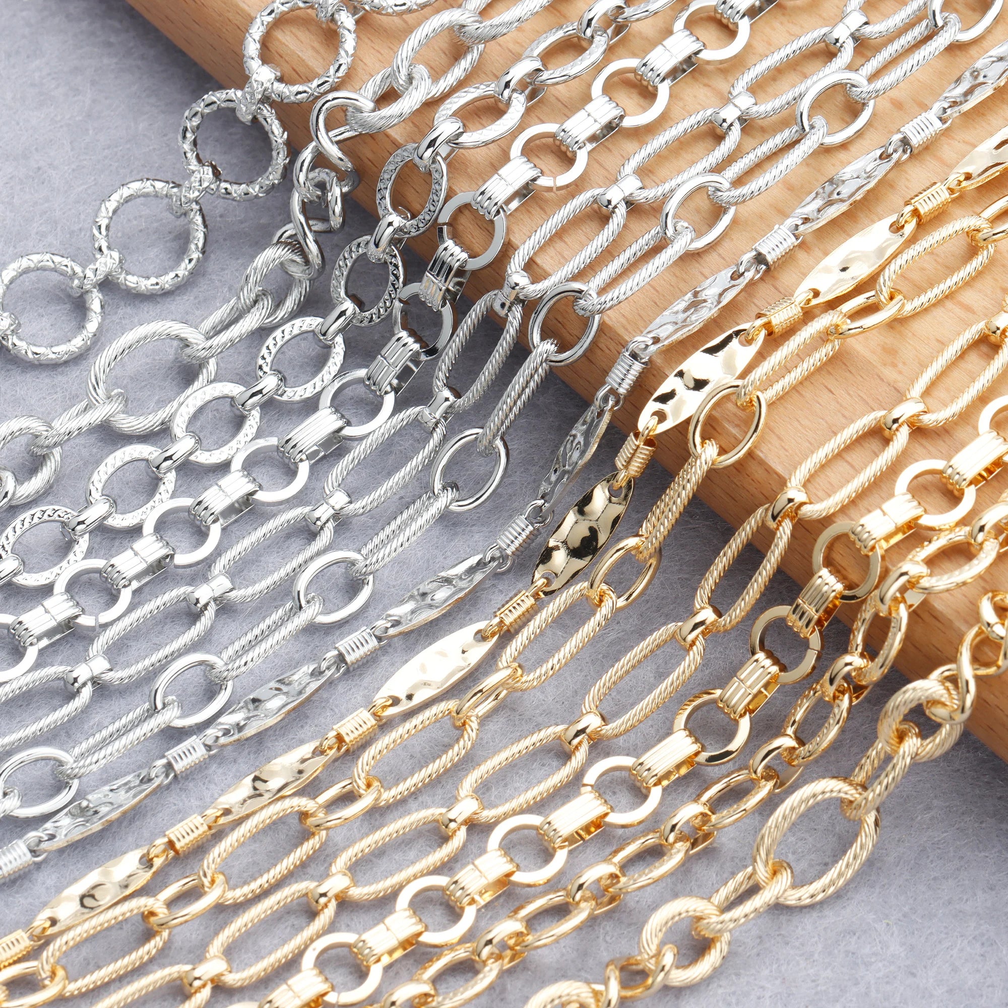 C146  1m/lot Gold Silver Color Metal Thick Chain Diy Necklace Jewelry Making Accessories 18k Gold Rhodium Platedcopper