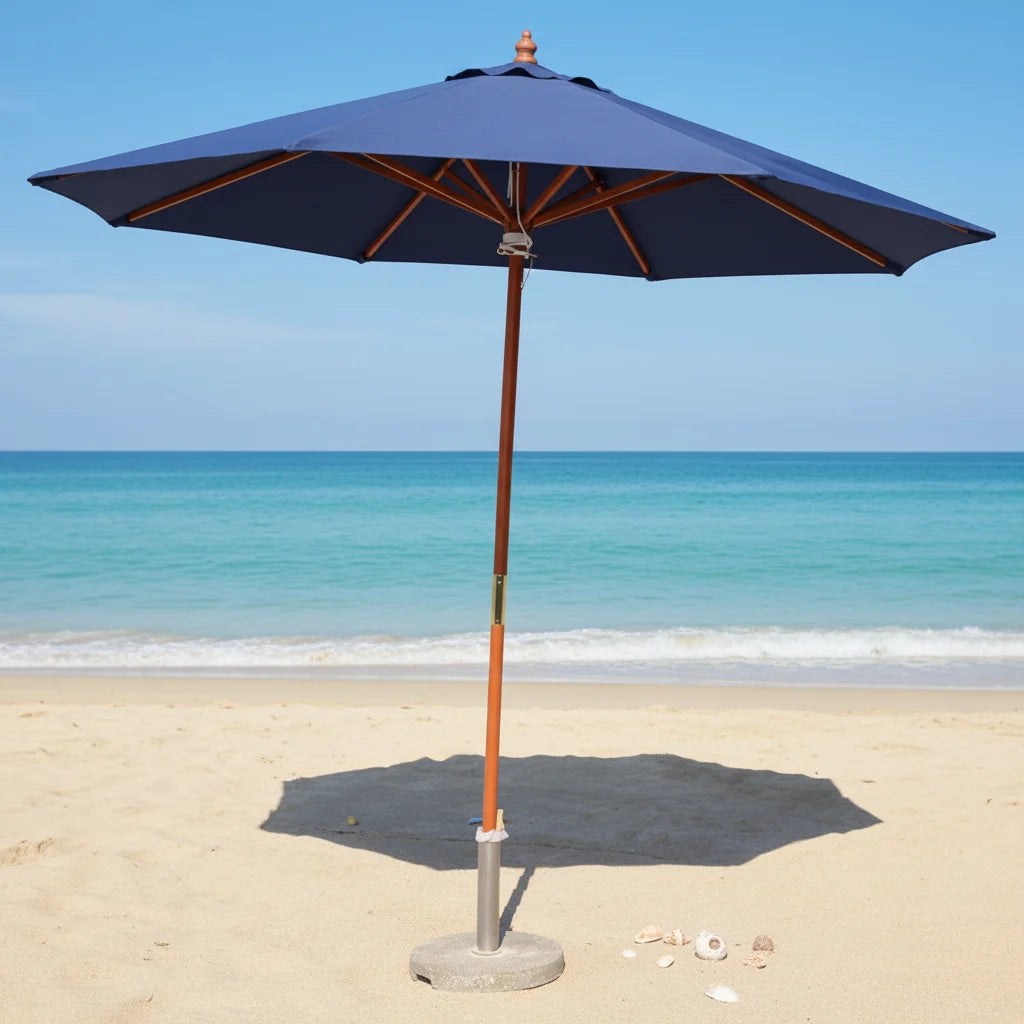 Tentyard Modern Wooden Outdoor Furniture Dining Patio Umbrella with 1.35m/1.5m Radii-Beach Use Wholesale