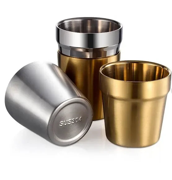 Stainless Steel Tea Coffee Mug Double Wall Metal Cup Travel Milk Coffee Mug Steel Cup Anti-fall Tea Cup Set