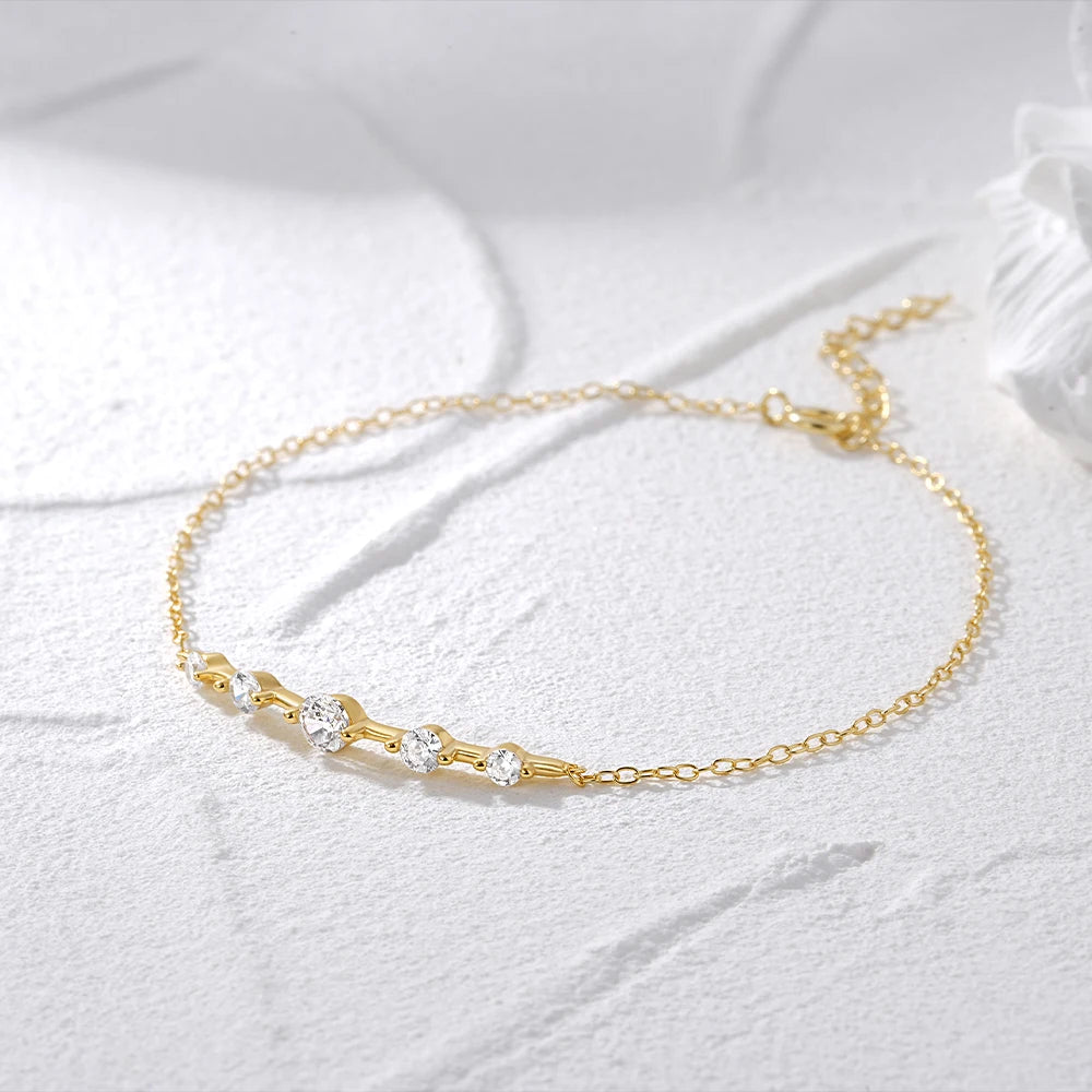 925 Sterling Silver Zircon Tennis Bracelet Simple Dainty Adjustable Gold Plated Diamond Bracelet Fashion Jewelry MegaBDM