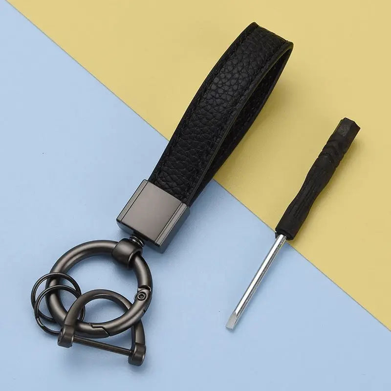 Wholesale Leather Car D-Rings Key Rings Custom logo Sublimation Cute Designer Car Luxury Leather Custom Horseshoe Key Chains