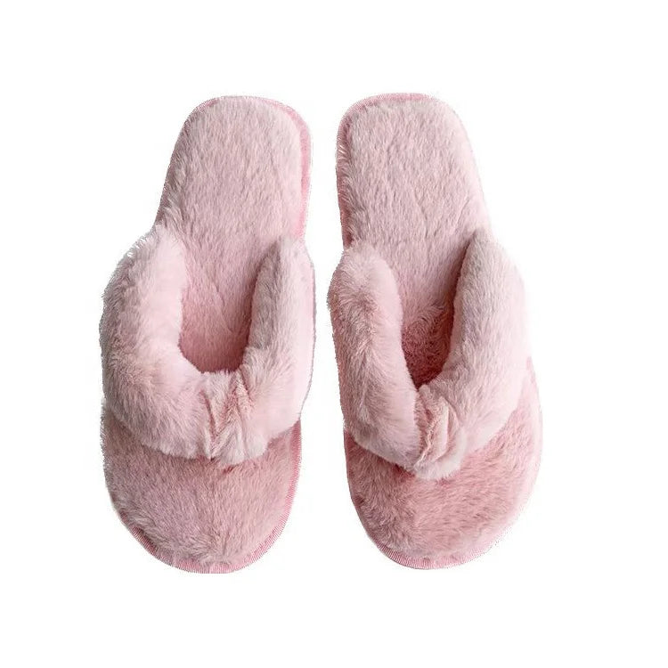 Winter Warm Slippers Girls Faux Fur Shoes Lady Plush Slippers Fluffy Plush Fuzzy Indoor Home Slippers for Woman