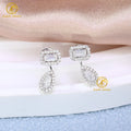 2026 New Design 925 Silver White Gold Pear Drop Earrings Emerald Moissanite Diamond Drop Earrings Stud Halo Moissanite Earrings