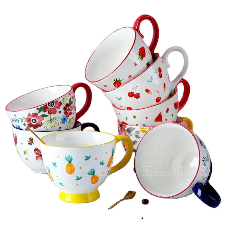 ECO-Friendly 3D Animal Design Ceramic Breakfast Dishware Water and Milk Mug Gift Sets Fashionable Pottery Cups for Coffee Tea