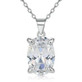 Classic Oval Cut 9*13mm Cubic Zirconia Gemstone Pendant Prong Setting Real Silver Necklaces for Women