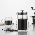 Double-layer Glass French Press Eco-Friendly Portable Coffee Maker with Stainless Steel Components for Household Use and Sharing