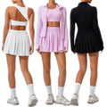 New Plus Size Yoga Workout Clothing Sports Wear Sun Protection Jacket and Tennis Skirts Set for Women