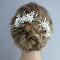 SLBRIDAL Handmade Crystal Rhinestone Pearls Porcelain Flower Bridal Hair Comb Wedding Hair Accessories Bridesmaids Women Jewelry