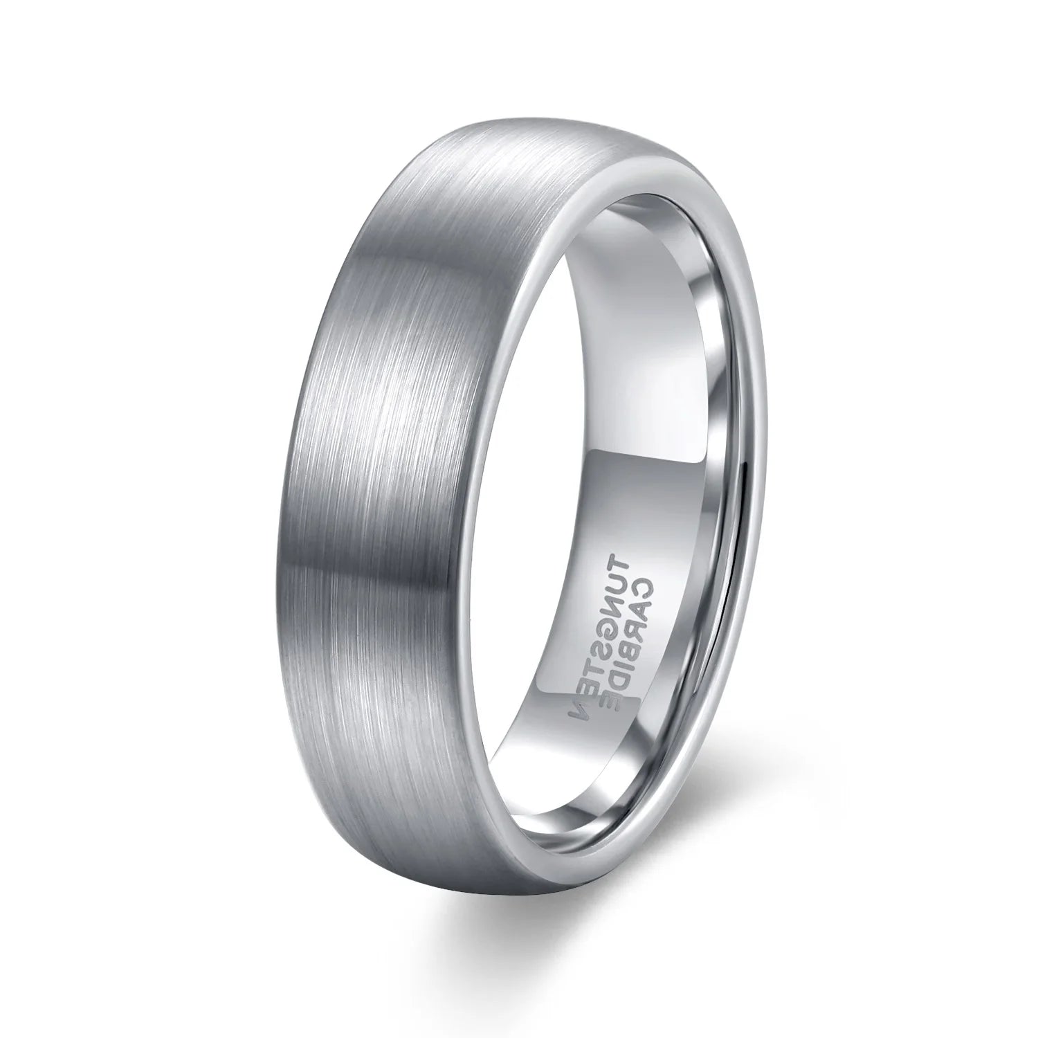 OAHLAN Tungsten Carbide Rings 6mm 8mm Trendy Silver Color Brushed Domed Anti Rust for Men Women Unisex Wedding Bands Jewelry