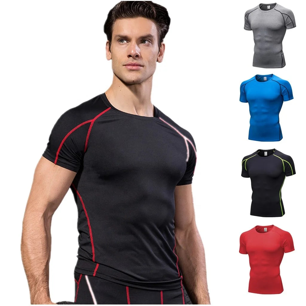 Summer Quick Dry Elastic Custom logo Fitness Gym Wear Athletic Blank Plain t Shirt Men Short Sleeve Gym Sport T-shirt t Shirts