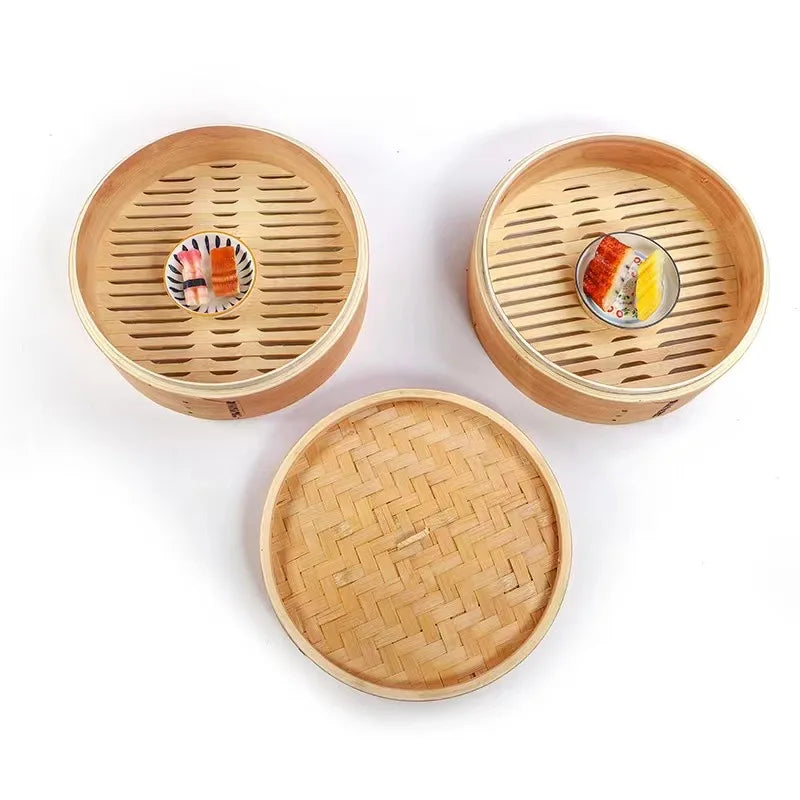 Household Bamboo Steamer Heightening and Deepening Bamboo Round Steamer