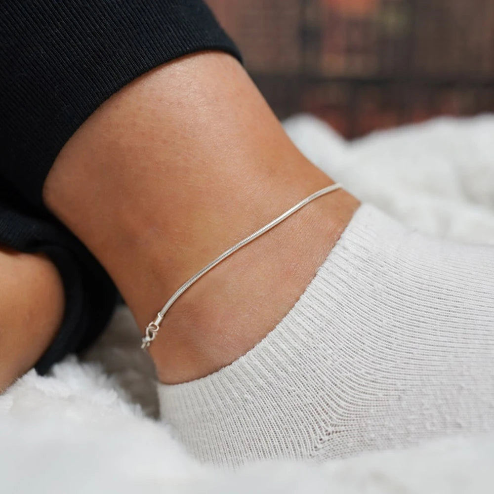 E-Manco Adjustable Stainless Steel Snake Chain Anklet with Pearl Bracelet Jewelry Accessories for Women and Girls
