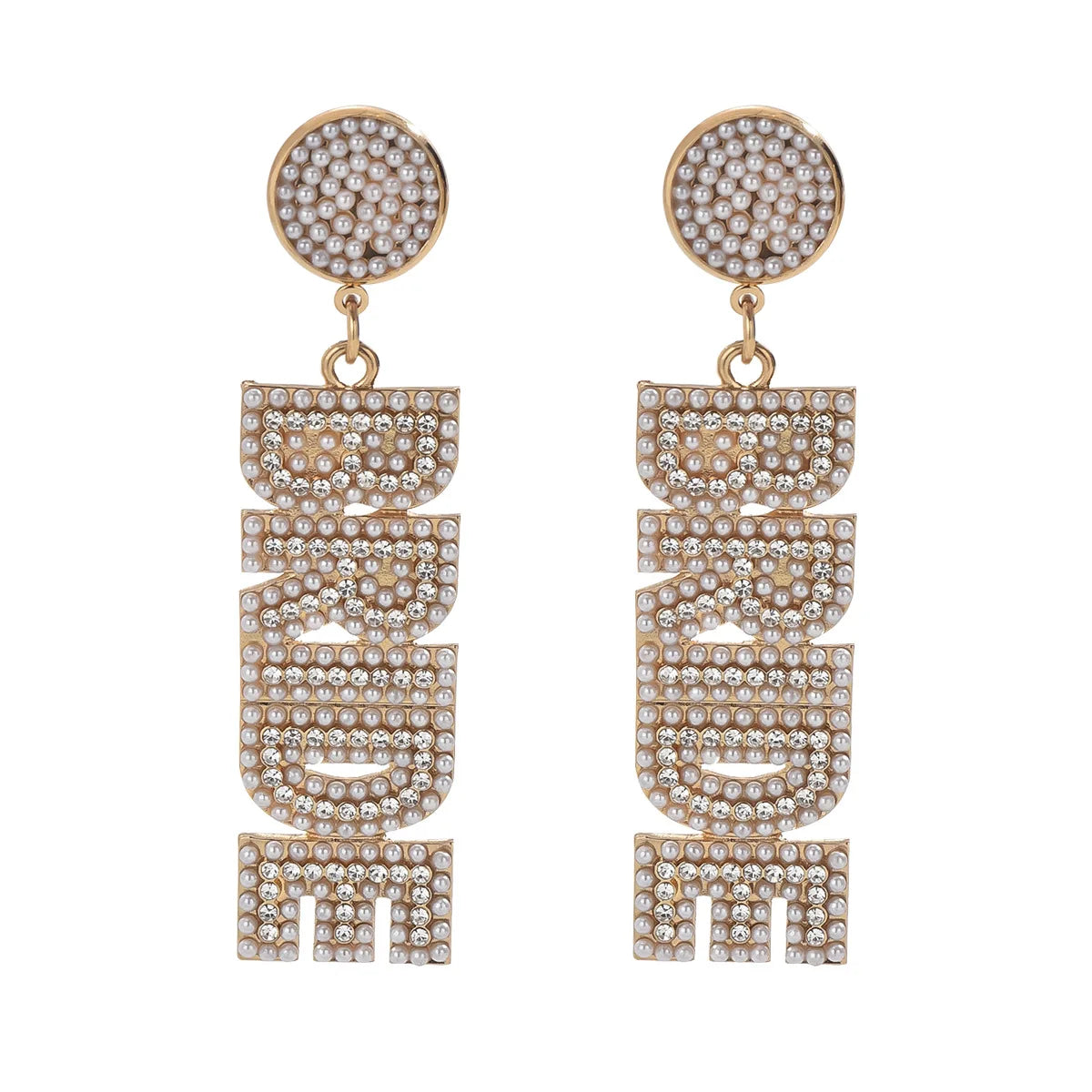 New Trendy Fashion Pearl Letter Bride Dangle Earrings Women