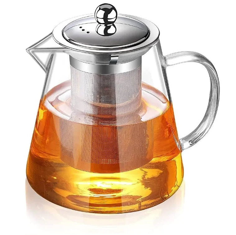32oz/43oz Modern Luxury Eco-Friendly Tea Kettle Stovetop Safe Blooming and Loose Leaf Tea Maker Glass Teapot with Infuser