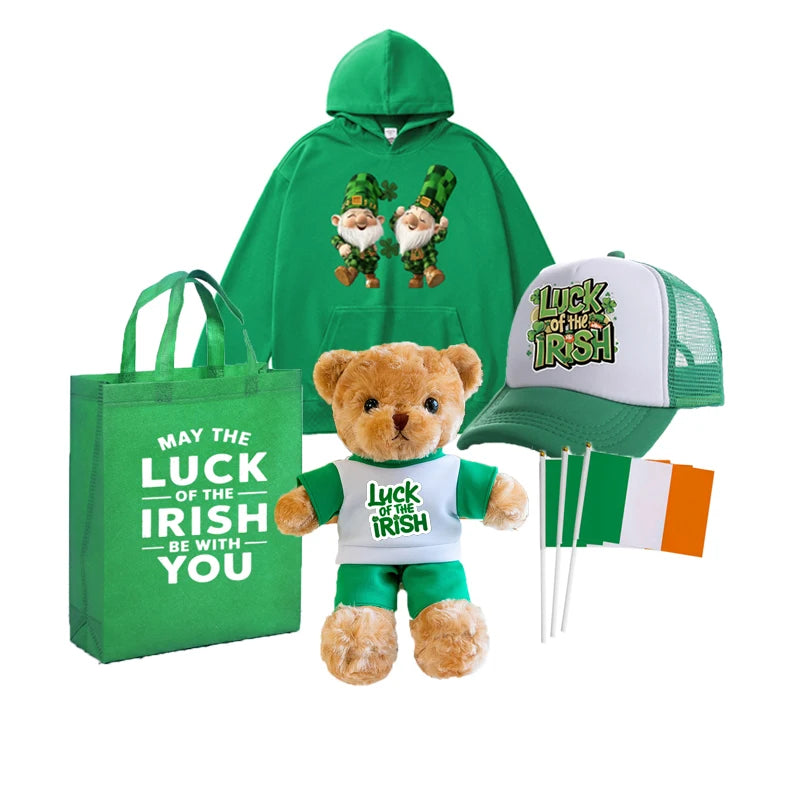 Lunaire Custom Gift Set St. Patrick'S Day Green Promotional Hoodie Shopping Bag Hat Commemorative Gift