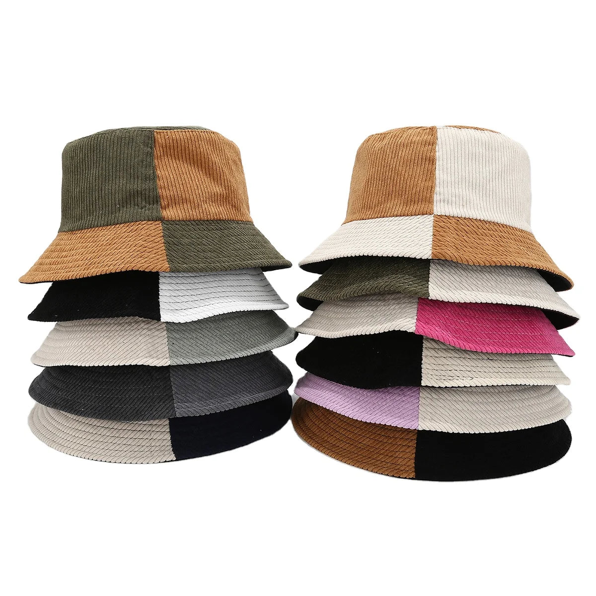 retro Women Twill Casual Corduroy Hat Two Tone Wholesale Fishing hats Travel Outdoor Character Bucket Hat Caps