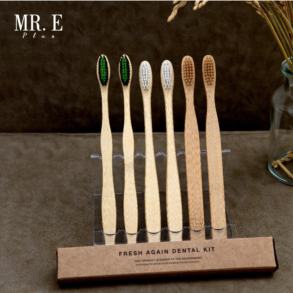 MR.E Eco-Friendly for Handle Charcoal Toothbrush Soft/Medium Bristles Disposable 100% Biodegradable Travel Custom Logo