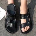 Men's Leather Platform Outdoor Sandals PU Soft Sole Waterproof Anti-slip Wear-resistant Support Wholesale Customization