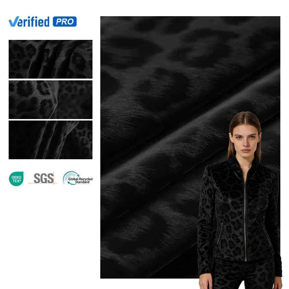 China Factory 4 Way Stretch Knitted Leopard Pattern Synthetic PU Leather Fabric Garment Skirts Dresses Accessories